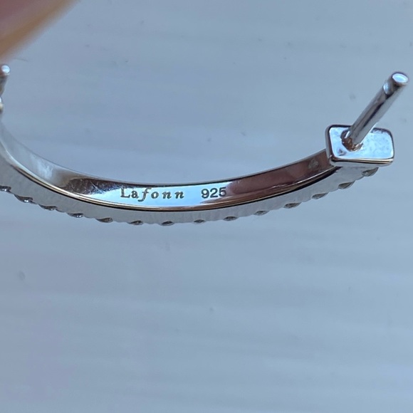 Lafonn Sterling Silver & Simulated Diamond Hoop Earrings - Picture 6 of 6